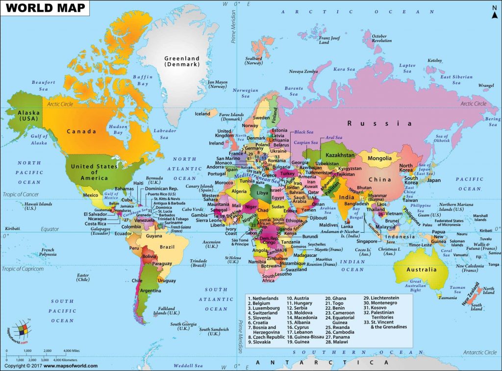 Why a world map with countries and capitals is useful and where is it ...