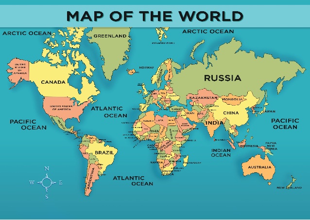 World map with countries- An excellent source to discover new spots of tourism and enjoyment