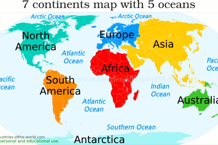 7 continents and their countries and oceans